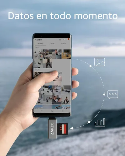 Vista 5 de Anker Lector de tarjetas SD, lector de tarjetas de memoria USB C 2 en 1 para cámara digital, visor de tarjetas SD con doble ranura para SDXC, SDHC
