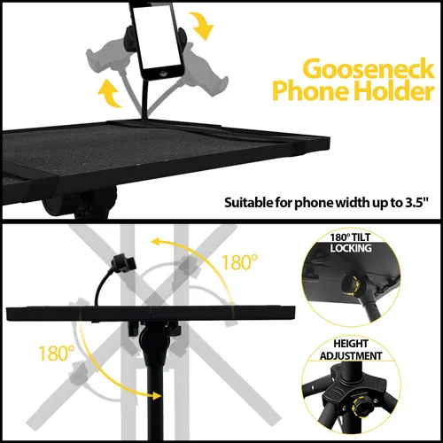 Vista 4 de Sutekus Soporte para proyector portátil trípode para proyector con trípode inclinable de 180° para computadora portátil, ajustable de 22 a 47