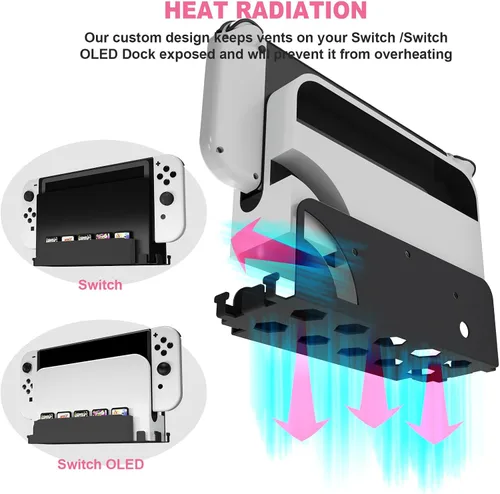 Vista 4 de JDDWIN Kit de soportes compatible con Nintendo SwitchSwitch OLED montaje en pared, interruptor de metalinterruptor OLED soporte vertical para colgar