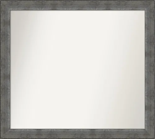Vista 170 de Amanti Art Espejo de baño plateado para sobre el fregadero, 24 x 24 pulgadas, espejo cuadrado de peltre forjado a medida, marco de madera casual