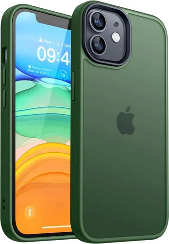 Vista 17 de CANSHN Compatible mate con iPhone 11 [Certificado de caída militar] Funda de teléfono con parte trasera translúcida, antihuellas - Negro helado