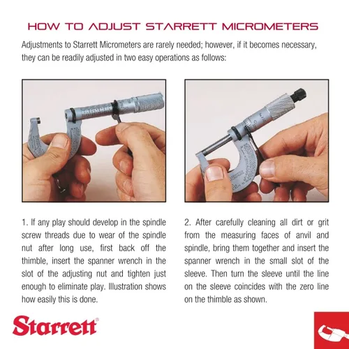 Vista 4 de Starrett 436.1 - Micrómetro exterior, tope trinquete, tuerca de bloqueo, caras de carburo, pulgadas, 1