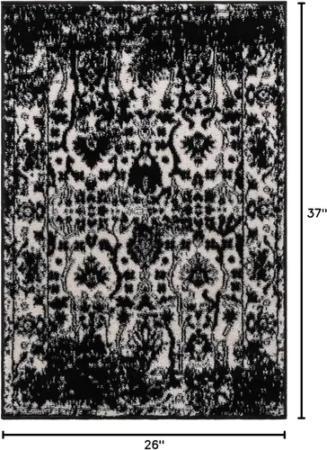 Vista 2 de Unique Loom Portland Collection - Alfombra central (2 pies 2 pulgadas x 3 pies 1 pulgada, rectangular, negro y blanco/negro)