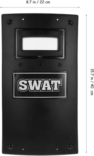 Vista 6 de KESYOO Police SWAT Shield - Juguetes de armas para juegos de rol, accesorios de cosplay para niños, regalo de Halloween, negro, mediano