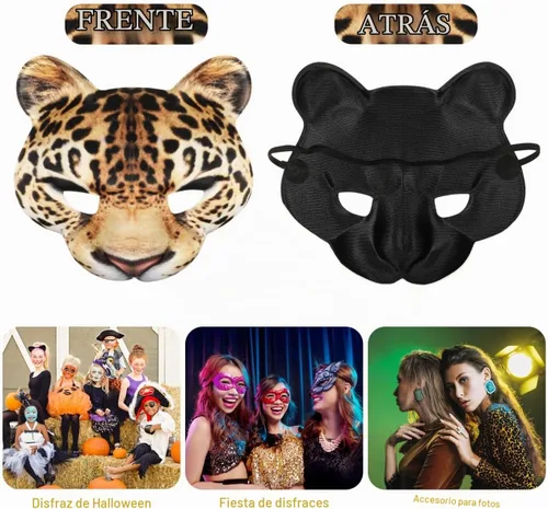 Vista 3 de Amosfun Máscara de leopardo máscara de animal de media cara para adultos