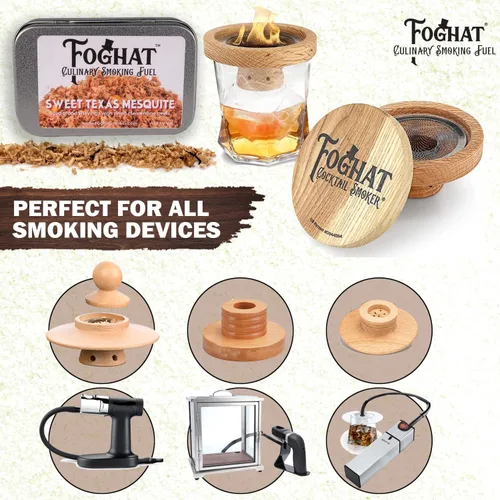 Vista 5 de Chips de madera para ahumar cócteles – Virutas de mezquite dulce Texas de 4 onzas para ahumador, whisky y bebidas, chips de madera culinaria
