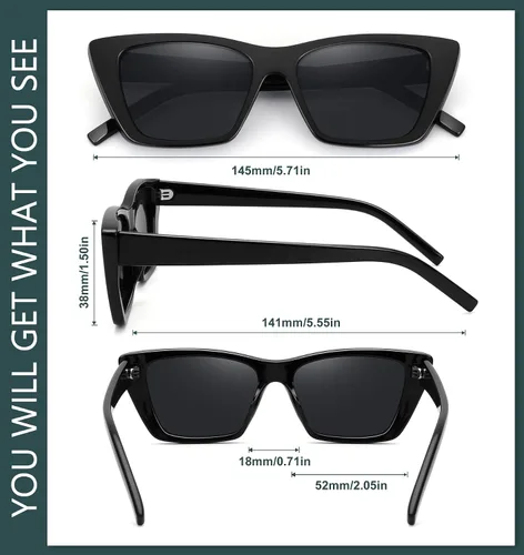 Vista 5 de WOWSUN Gafas de sol polarizadas vintage angostas pequeñas para mujer