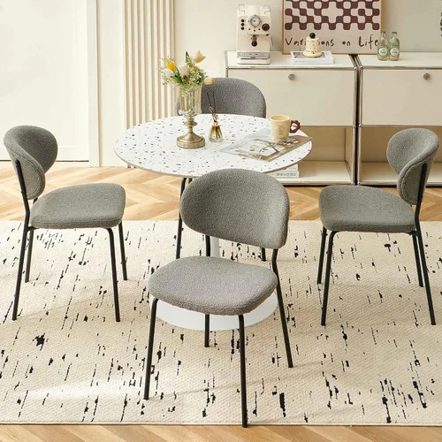 Vista 17 de Homedot Juego de 2 sillas de comedor tapizadas negras, modernas sillas de cocina de mediados de siglo tapizadas con cojín acolchado para comedor