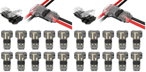 Vista 8 de Conectores divisores de cable T Tap 3 vías 2 pines, conectores de cable de bajo voltaje para 16-20 AWG, 10 piezas, conectores de empalme de cable