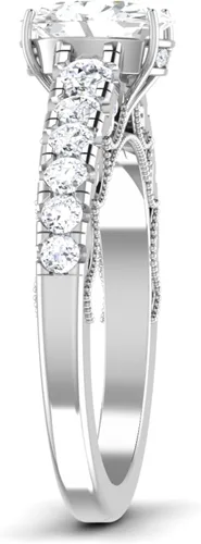 Vista 3 de Anillo de compromiso con certificación IGI de 0.50 a 3.0 quilates con diamantes de excelente corte ovalado creado en laboratorio, con acento en oro