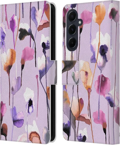 Vista 105 de Head Case Designs Officially Licensed Ninola Abstract Poppies Lilac Floral Leather Wallet Case Compatible with Samsung Galaxy A07 4G