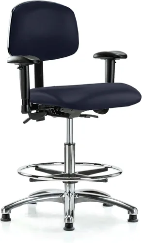Vista 27 de PERCH - Silla giratoria con ruedas para alfombra o linóleo, cromado, Textil, Tela negra