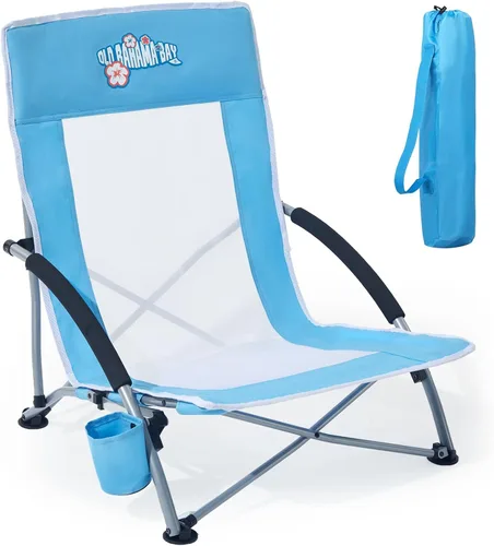 Vista 12 de Old Bahama Bay Paquete de 2 sillas de playa bajas, resistente capacidad de 350 libras, silla de arena plegable ligera con malla transpirable