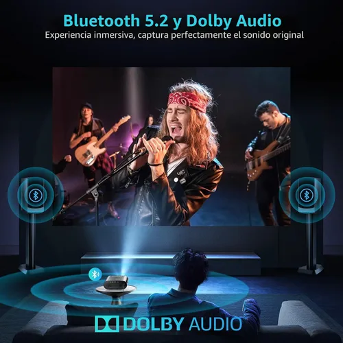 Vista 4 de [Google TV/control de voz] Proyector inteligente GooDee 4K UHD con WiFi y Bluetooth, proyector de películas portátil aplicable a Prime Video