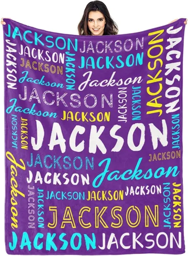 Vista 23 de Manta personalizada con nombre, manta personalizada con nombre y texto para adultos, niños, cumpleaños, Navidad, Día de la Madre, Padre, Día de San