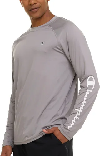 Vista 2 de Champion Camiseta de natación de manga larga para hombre, UPF 50+ de secado Gris claro
