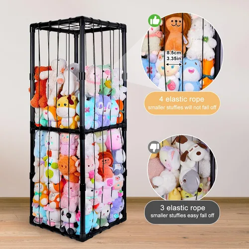 Vista 3 de FIOBEE Almacenamiento de animales de peluche, zoológico, tubo de PVC grueso, organizador de almacenamiento de juguetes con banda elástica, soporte