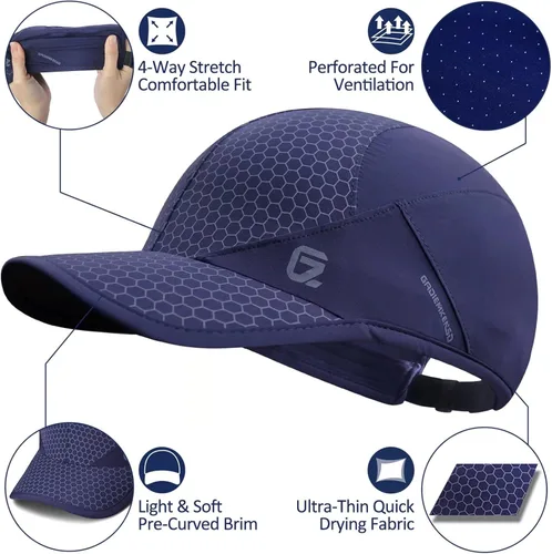 Vista 2 de GADIEMKENSD Gorro elástico para correr con ala suave, secado rápido, no estructurado, unisex para adultos