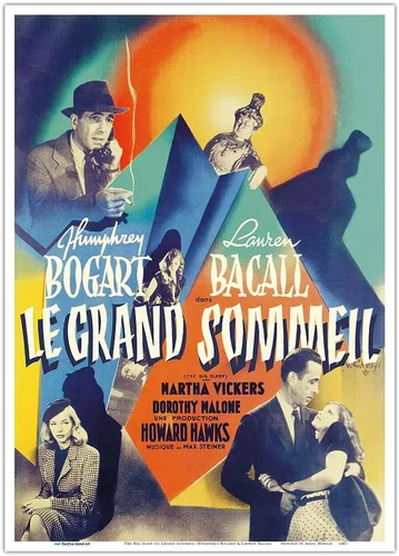 Vista 12 de The Big Sleep (Le Grand Sommeil) Starring Humphrey Bogart & Lauren Bacall - Vintage French Film Noir Movie Poster by Vicente Cristellys c.1946
