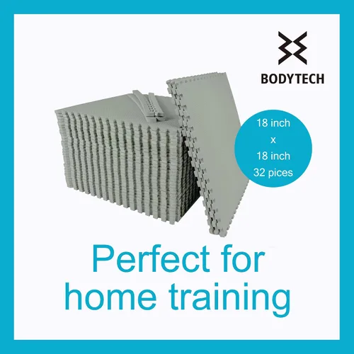 Vista 2 de BODYTECH Tapete de ejercicio de rompecabezas de espuma y azulejos entrelazados para gimnasio en casa. Acolchado de suelo para niños pequeños.
