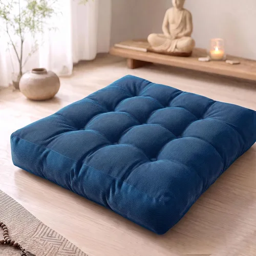 Vista 9 de Degrees of Comfort - Cojines redondos y grandes de pana y capitoné para el suelo, meditación y sala tatami, para adultos, gris, 22 pulgadas Redondo