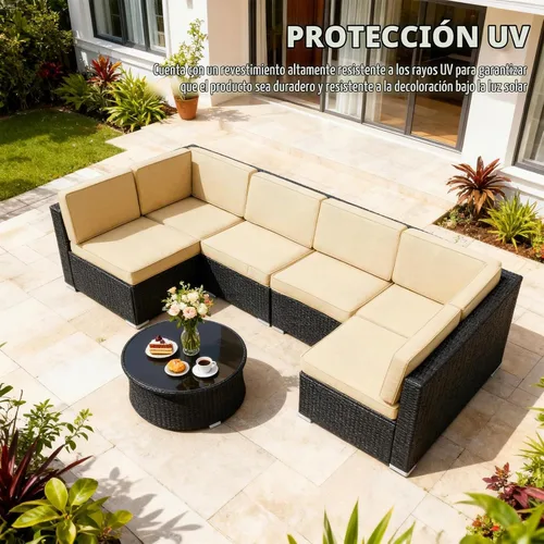 Vista 6 de 14 Piezas Fundas de Cojines para Patio Reemplazo Fundas de Cojines para Sofá de Exterior A Prueba de Salpicaduras Juego de Fundas para Sofá con Beige