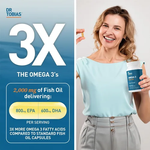 Vista 2 de Dr. Tobias Omega 3 Aceite de pescado y suplementos de apoyo para las articulaciones, apoya el corazón, el cerebro, el sistema inmunológico, la salud
