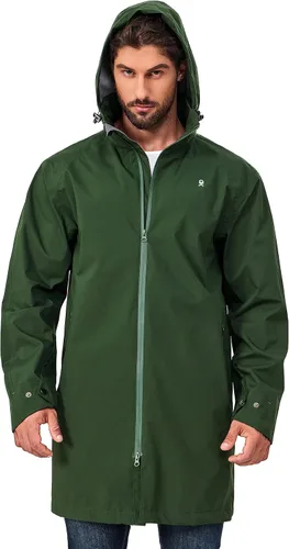 Vista 2 de Little Donkey Andy Chaqueta impermeable para hombre, para exteriores, ligera, cortavientos de montaña, abrigo largo para senderismo, golf, viajes