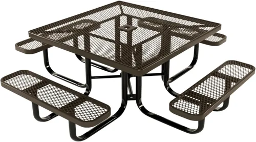 Vista 82 de COATEDOUTDOORFURNITURE Mesa de picnic cuadrada de 46 pulgadas, expandida, color negro
