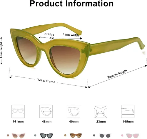 Vista 5 de SOJOS Retro Small Vintage Cat Eye Sunglasses for Women Cute Fashion UV400 Sunnies SJ2939