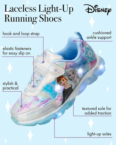 Vista 2 de Disney Zapatillas de deporte Frozen para niñas sin cordones con luz para correr bebéniña pequeña Púrpura tornasol