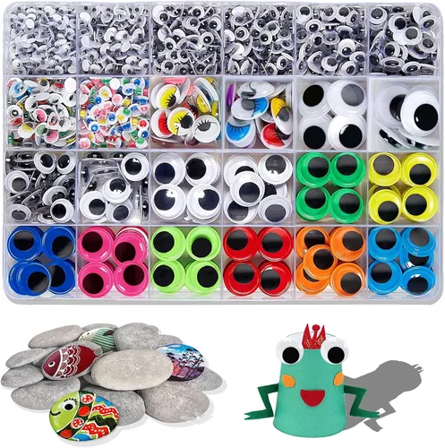 Vista 7 de 1000pcs Wiggle Eyes Autoadhesivos, Ojos Googly 0.197 in ~ 0.945 in
