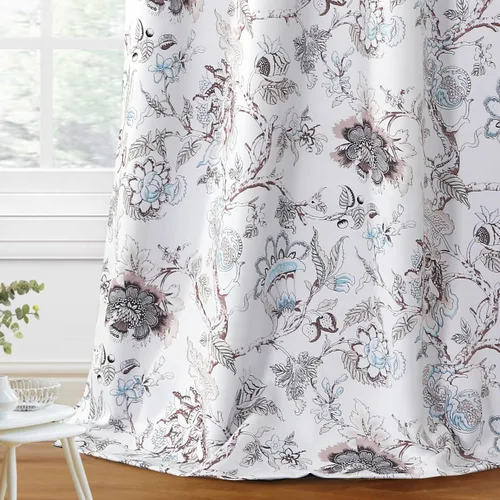 Vista 16 de H.VERSAILTEX Cortinas opacas de 63 pulgadas de largo, juego de 2 paneles de cortinas con estampado floral para sala de estar, cortinas de ventana