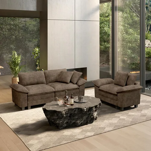 Vista 12 de HERA'S HOUSE Juego de sofás seccionales modulares de 2 piezas, juego de sofá de gran tamaño con loveseat y sillón, cómodos sofás nube con cojines