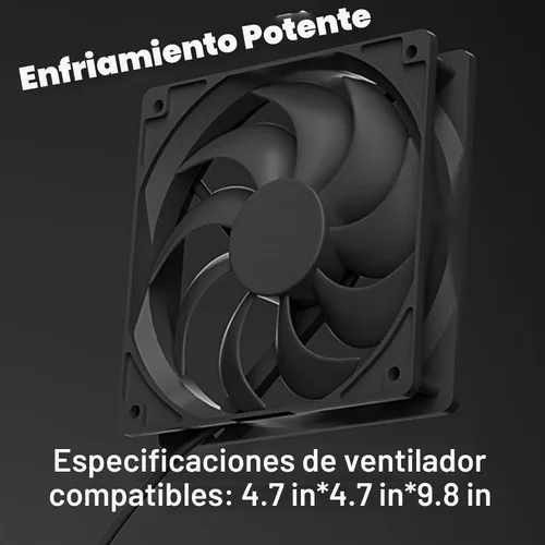 Vista 6 de Mini soporte de aluminio del refrigerador de la PC con el ventilador de Plateado