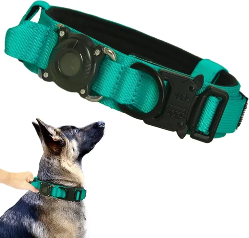 Vista 28 de Collar táctico para perro, ajustable, militar, de nailon, con asa de control y hebilla de metal resistente para perros medianos y grandes (negro, S)