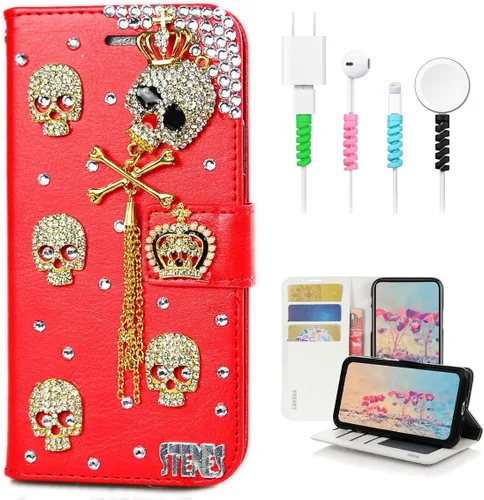 Vista 13 de Bling - Funda tipo cartera compatible con Samsung Galaxy S23 Ultra, elegante - Funda de cuero con diseño de lazo hecho a mano en 3D con protector