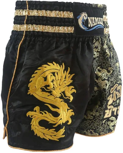 Vista 4 de NAMAZU Pantalones cortos Muay Thai para hombres y mujeres pantalones cortos de boxeo MMA de alta calidad