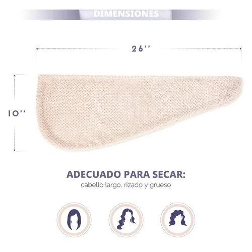 Vista 5 de SimpleField Paquete de 2 toallas de microfibra para el cabello para mujer, antiencrespamiento, de secado rápido, turbante para todo tipo de cabello