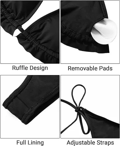 Vista 6 de Holipick Triangle Bikini Sets String Halter Double Straps Bikini Cheeky Sexy Tie Side Bathing Suit Two Piece Swimsuit