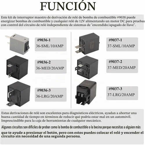 Vista 2 de Probador de relé 9038, herramienta de escaneo de diagnóstico 9038, kit de interruptor maestro de derivación de la bomba de combustible, repuesto