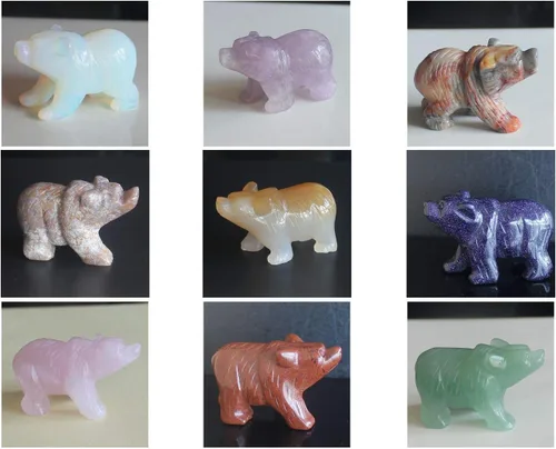 Vista 17 de Figura de oso de cristal tallada a mano de 2 '' talla de animal (ágata de encaje loco 2)