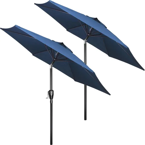 Vista 26 de HealSmart Sombrilla de patio de 7.5 pies con botón de inclinación/manivela, sombrilla de mesa al aire libre, 6 varillas resistentes para jardín