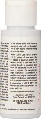 Vista 4 de Seachem Prime - Acondicionador para agua dulce y salada - Removedor de químicos y desintoxicante 50 ml