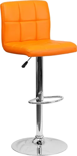 Vista 19 de Flash Furniture Kathleen - Taburete de bar contemporáneo de vinilo acolchado negro con altura ajustable con base cromada