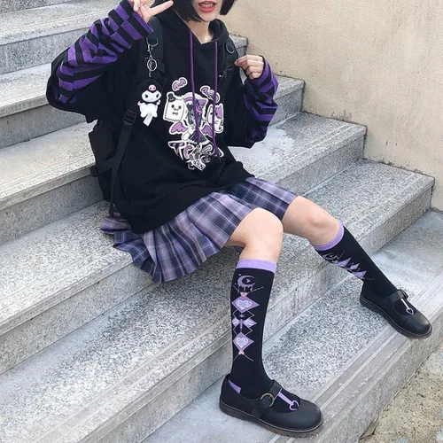 Vista 2 de Harajuku - Suéter de dos piezas para mujer, diseño de niña japonesa, lindo suéter suelto con capucha
