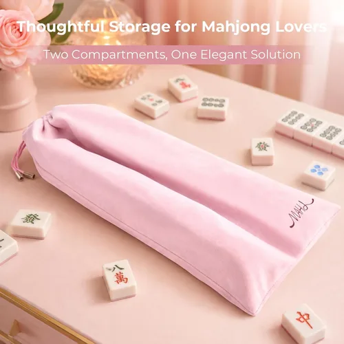 Vista 5 de Velvet Mahjong - Bolsa de almacenamiento con 2 compartimentos para estantes Azul