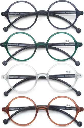 Vista 9 de Gafas de Lectura Redondas para Mujeres y Hombres con Bloqueo de Luz Azul, Lectores Circulares Unisex Ultraligeros, Gafas de Lectura sin Prescripción
