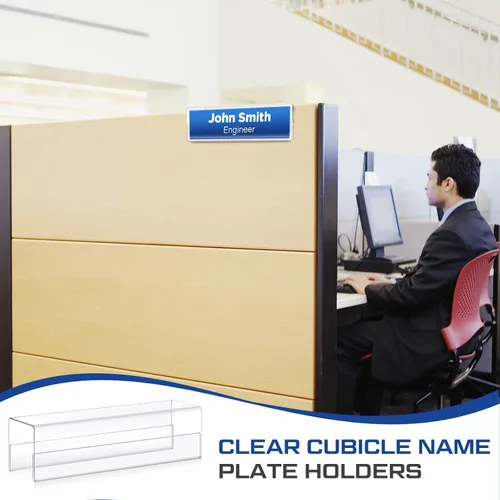 Vista 5 de Cinnvoice 10 soportes para placa de identificación de cubículo de 2.25 pulgadas, a granel, transparentes, de doble cara, para puertas de biblioteca