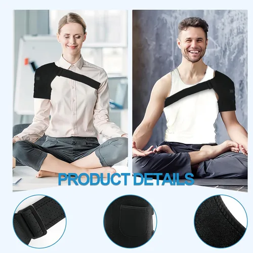 Vista 6 de Almohadilla térmica para hombros con 3 niveles de calor - Soporte de hombro ajustable para hombres y mujeres, alimentado por fuentes de alimentación